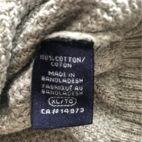 Men’s Gray and Black Striped Shawl Collar Cotton Sweater XL - Picture 10 of 10